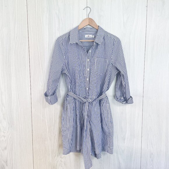 Vineyard Vines Sarah Stripe Preppy Casual Romper in Blue and White - Picture 1 of 6